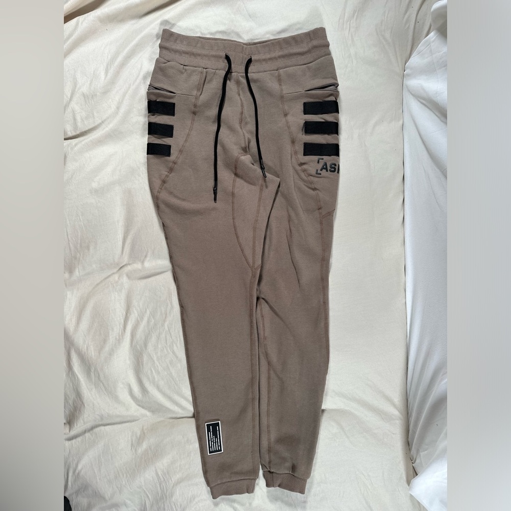 ASRV DSG-0163 Cotton Sidelock Taupe Drawstring Jogger Sweatpants Small